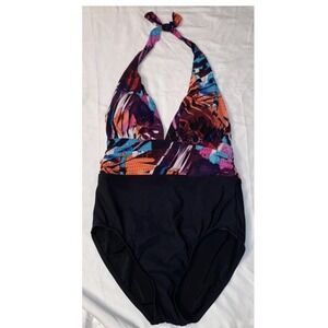 Aqua green one piece swimsuit halter Style Large